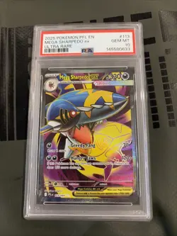 2025 POKEMON PFL EN-PHANTASMAL FLAMES ULTRA RARE #113 MEGA SHARPEDO EX PSA 10 - Image 1