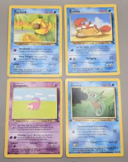Pokemon Base Set Psyduck Krabby Slowpoke, Horsea 1st edition Lot English 1999 - Image 1