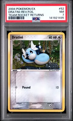 2004 POKEMON EX TEAM ROCKET RETURNS #52 DRATINI-REVERSE FOIL PSA 7 - Image 1