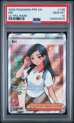 2025 POKEMON PRE EN-PRISMATIC EVOLUTIONS ULTRA RARE #136 ERI PSA 10 - Image 1