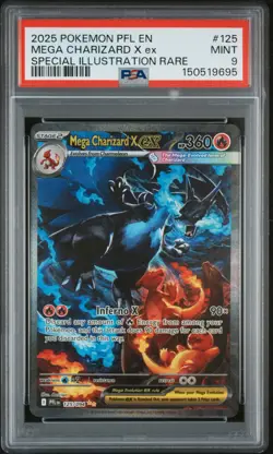 2025 POKEMON PFL SPECIAL ILLUSTRATION RARE #125 MEGA CHARIZARD X EX PSA 9 - Image 1