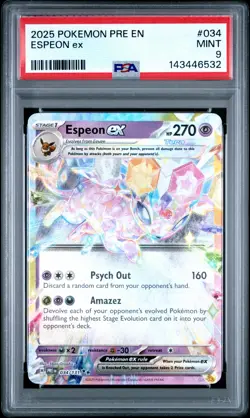2025 POKEMON PRE EN-PRISMATIC EVOLUTIONS #034 ESPEON EX PSA 9 - Image 1