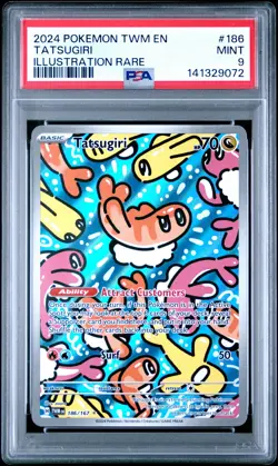 2024 POKEMON TWM EN-TWILIGHT MASQUERADE ILLUSTRATION RARE #186 TATSUGIRI PSA 9 - Image 1
