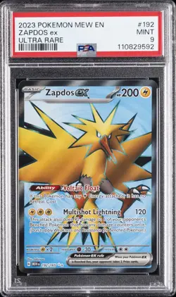 2023 POKEMON MEW EN-151 ULTRA RARE #192 ZAPDOS EX PSA 9 - Image 1