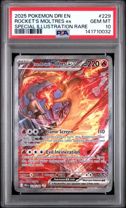 2025 POKEMON DRI SPECIAL ILLUSTRATION RARE #229 TEAM ROCKET'S MOLTRES EX PSA 10 - Image 1