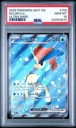 2025 POKEMON WHT EN-WHITE FLARE ULTRA RARE #159 KELDEO EX PSA 10 - Image 1