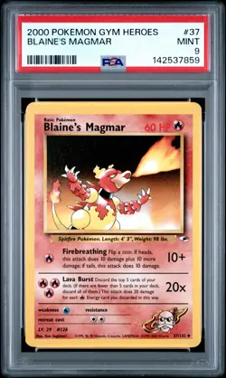 2000 POKEMON GYM HEROES #37 BLAINE'S MAGMAR PSA 9 - Image 1