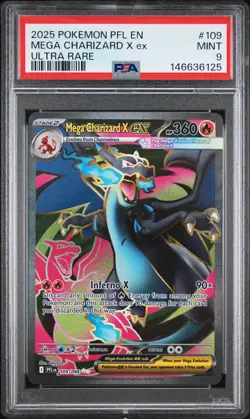 2025 POKEMON PFL EN-PHANTASMAL FLAMES ULTRA RARE #109 MEGA CHARIZARD X EX PSA 9 - Image 1