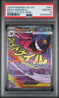 2026 POKEMON ASCENDED HEROES MEGA ATTACK RARE #269 MEGA GENGAR EX PSA 10 - Image 1