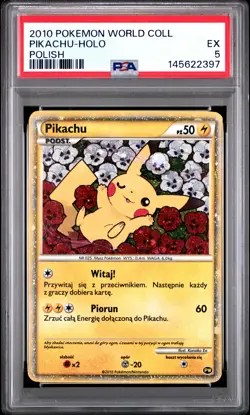 2010 POKEMON WORLD COLLECTION POLISH PIKACHU-HOLO PSA 5 - Image 1