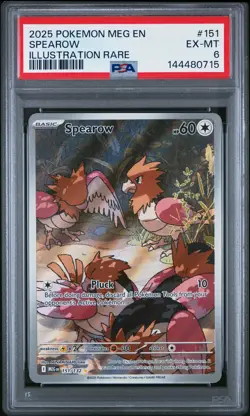 2025 POKEMON MEG EN-MEGA EVOLUTION ILLUSTRATION RARE #151 SPEAROW PSA 6 - Image 1
