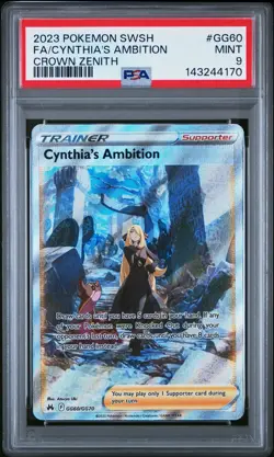 2023 POKEMON SWORD & SHIELD CROWN ZENITH #GG60 FULL ART/CYNTHIA'S AMBITION PSA 9 - Image 1