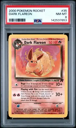 2000 POKEMON ROCKET #35 DARK FLAREON PSA 8 - Image 1