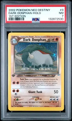 2002 POKEMON NEO DESTINY 1ST EDITION #3 DARK DONPHAN-HOLO PSA 7 - Image 1
