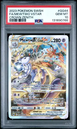 2023 POKEMON SWORD & SHIELD CROWN ZENITH #GG44 FULL ART/MEWTWO VSTAR PSA 10 - Image 1