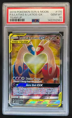 2019 Pokemon Sun & Moon Team Up Latias Latios #170/181 PSA 10 - Image 1