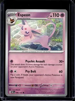 2023 Pokemon SV Obsidian Flames - OBF EN Espeon #086/197 - Image 1
