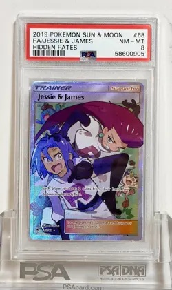 2019 Pokemon Sun & Moon Hidden Fates 68 Jessie & James Full Art PSA 8 NEAR MINT - Image 1