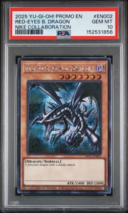 2025 YU-GI-OH! NIKE COLLABORATION PROMO #EN002 RED-EYES BLACK DRAGON PSA 10 - Image 1