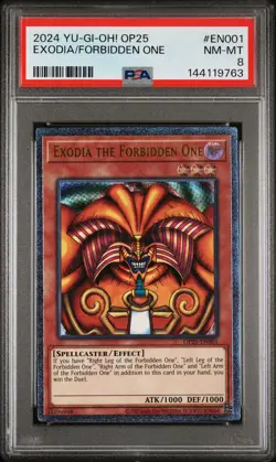 2024 YU-GI-OH! OP25 TOURNAMENT PACK 25 #EN001 EXODIA THE FORBIDDEN ONE PSA 8 - Image 1