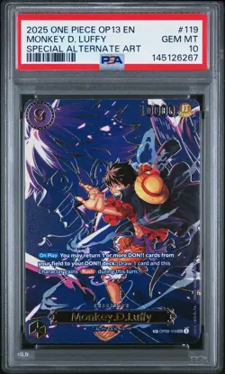 2025 ONE PIECE CARRYING ON HIS WILL SPECIAL ALT ART #119 MONKEY D. LUFFY PSA 10 - Image 1