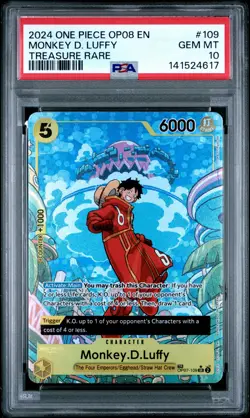 2024 ONE PIECE OP08-TWO LEGENDS TREASURE RARE #109 MONKEY D. LUFFY PSA 10 - Image 1