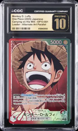 2025 ONE PIECE JPN CARRYING ON HIS WILL ALT ART MONKEY D. LUFFY CGC 10 PRISTINE - Image 1