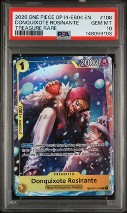 2026 ONE PIECE THE AZURE SEA'S SEVEN TREASURE RARE DONQUIXOTE ROSINANTE PSA 10 - Image 1
