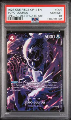 2025 ONE PIECE OP12-LEGACY OF THE MASTER SPECIAL ALT ART #004 ZORO-JUUROU PSA 10 - Image 1