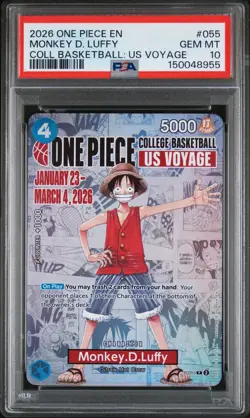 2026 ONE PIECE PROMOS COLLEGE BASKETBALL : US VOYAGE MONKEY D. LUFFY PSA 10 - Image 1