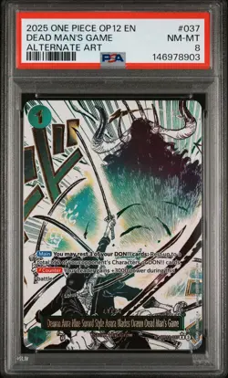 2025 ONE PIECE OP12-ALT ART SWORD STYLE ASURA BLADES DRAWN DEAD MAN'S GAME PSA 8 - Image 1