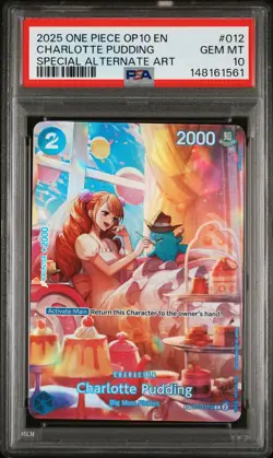 2025 ONE PIECE OP10-ROYAL BLOOD SPECIAL ALTERNATE ART CHARLOTTE PUDDING PSA 10 - Image 1