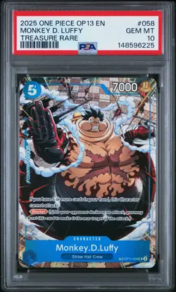 2025 ONE PIECE OP13-CARRYING ON HIS WILL TREASURE RARE MONKEY D. LUFFY PSA 10 - Image 1