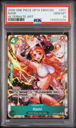2026 ONE PIECE OP14-EB04-THE AZURE SEA'S SEVEN ALTERNATE ART #031 NAMI PSA 10 - Image 1