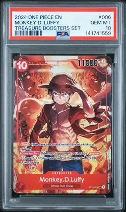 2024 ONE PIECE PROMOS TREASURE BOOSTERS SET #006 MONKEY D. LUFFY PSA 10 - Image 1