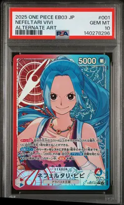 2025 ONE PIECE JAPANESE EB03-HEROINES EDITION ALT ART #001 NEFELTARI VIVI PSA 10 - Image 1