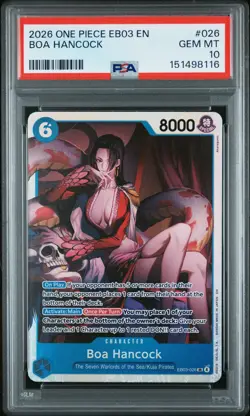 2026 ONE PIECE EB03-EXTRA BOOSTER HEROINES EDITION #026 BOA HANCOCK PSA 10 - Image 1