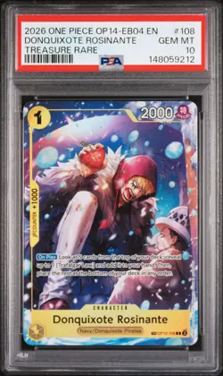 2026 ONE PIECE THE AZURE SEA'S SEVEN TREASURE RARE DONQUIXOTE ROSINANTE PSA 10 - Image 1