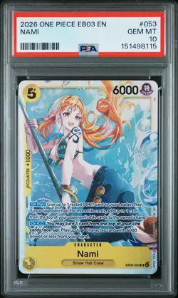 2026 ONE PIECE EB03-EXTRA BOOSTER ONE PIECE HEROINES EDITION #053 NAMI PSA 10 - Image 1