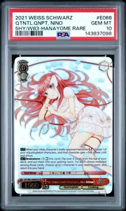 Quintessential Quintuplets Nino PSA 10 Weiss Schwarz 5HY/W83- Hanayome - Image 1