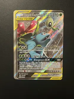 Celebi & Venusaur GX Tag Team Miscut Error SM167 Promo Holo Pokemon Print Dot - Image 1