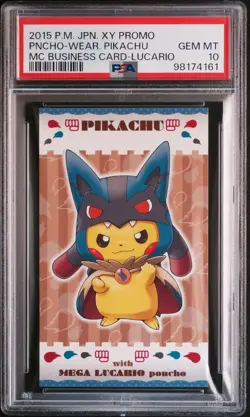 2015 POKEMON JPN XY PROMO PONCHO-WEARING PIKACHU PSA 10 - Image 1