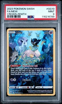 2023 Pokemon Sword Shield Crown Zenith FULL ART MEW #GG10/GG70 PSA 9 MINT - Image 1