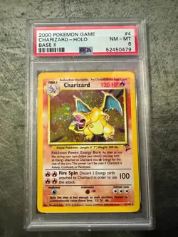 2000 Pokemon Charizard Holo Base Set II #4/130 PSA 8 NM-MT - Image 3