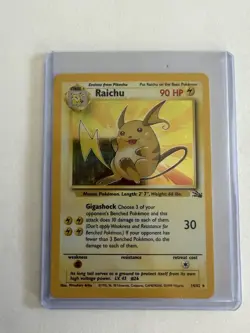 Pokemon Raichu 14/62 Fossil Holo Rare Unlimited 90 HP English Card 1999 - Image 1
