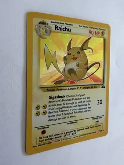 Pokemon Raichu 14/62 Fossil Holo Rare Unlimited 90 HP English Card 1999 - Image 3