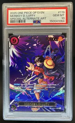 2025 One Piece Monkey D. Luffy Special Card Alt Art #OP09-119 PSA 10 GEM MINT - Image 1