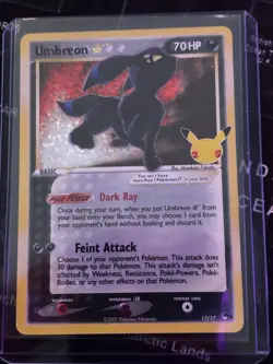 Pokemon Umbreon Star 17/17 Celebrations Classic Collection Holo 2007 Card - Image 1