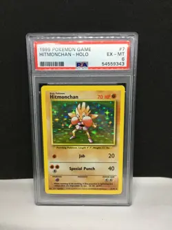Psa 6 Hitmonchan 7/102 Base Set 1999 WOTC Holo Rare Pokemon Card Vintage Graded - Image 1
