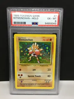 Psa 6 Hitmonchan 7/102 Base Set 1999 WOTC Holo Rare Pokemon Card Vintage Graded - Image 2